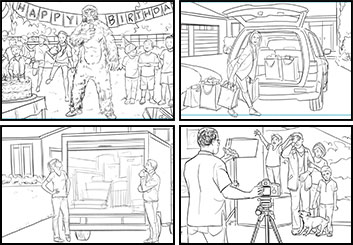 Michael Lee's People - B&W Line storyboard art