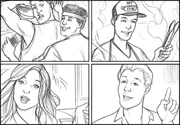 Michael Lee's People - B&W Line storyboard art