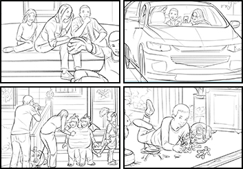 Michael Lee's People - B&W Line storyboard art