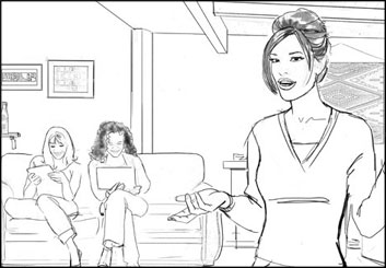 Renee Reeser's People - B&W Line storyboard art