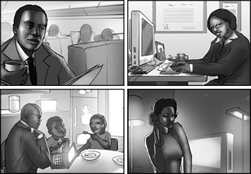 Wes Louie's People - B&W Tone storyboard art