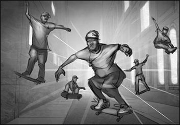 Wes Louie's Sports storyboard art