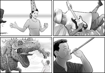 Ed Traquino's People - B&W Tone storyboard art