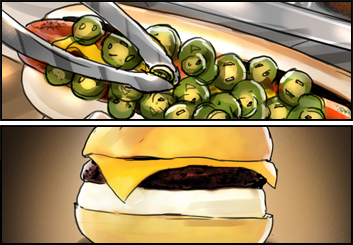 James Randolph*'s Food storyboard art