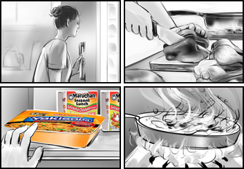 Lee Milby's Food storyboard art