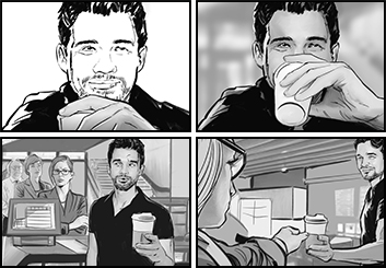 David Case's People - B&W Tone storyboard art