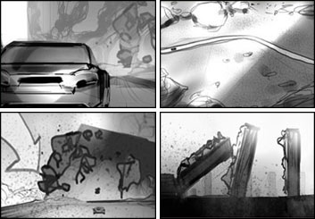 Charles Ratteray*'s Shooting Vehicles storyboard art