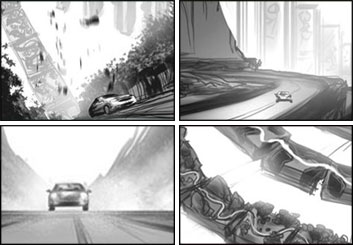 Charles Ratteray*'s Shooting Vehicles storyboard art