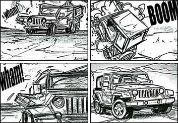 Charles Ratteray*'s Shooting Vehicles storyboard art