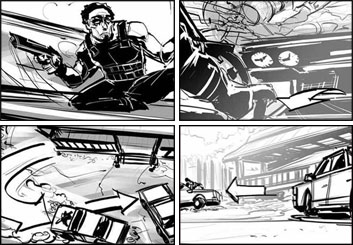 Charles Ratteray*'s Shooting Vehicles storyboard art