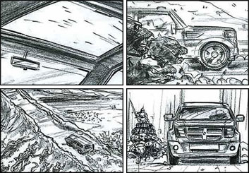 Charles Ratteray*'s Shooting Vehicles storyboard art