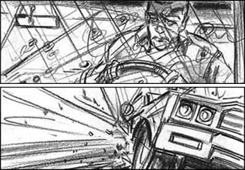 Charles Ratteray*'s Shooting Vehicles storyboard art