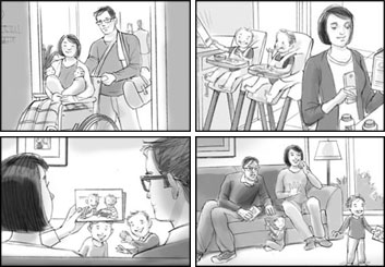 David Mellon's People - B&W Tone storyboard art