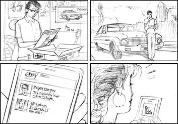 David Mellon's People - B&W Line storyboard art