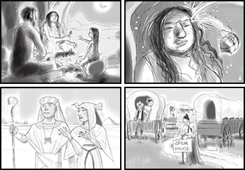 David Mellon's People - B&W Line storyboard art