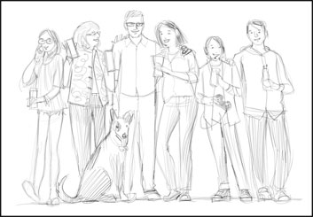 David Mellon's People - B&W Line storyboard art