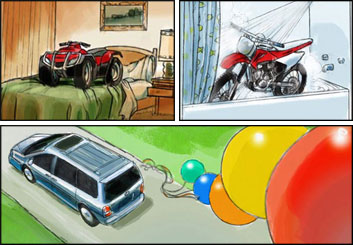 David Mellon's Vehicles storyboard art