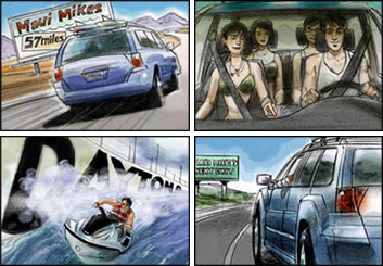 David Mellon's Vehicles storyboard art