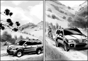 David Mellon's Vehicles storyboard art