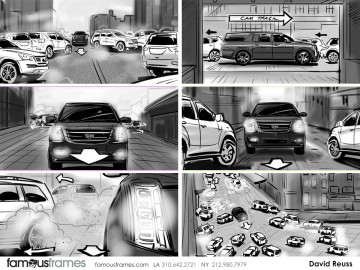 David Reuss's Shooting Vehicles storyboard art