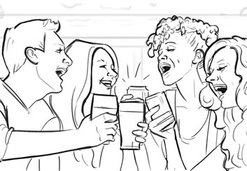 Krystal Newmark's People - B&W Line storyboard art