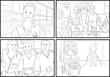 Krystal Newmark's People - B&W Line storyboard art