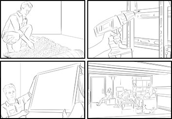 Krystal Newmark's People - B&W Line storyboard art