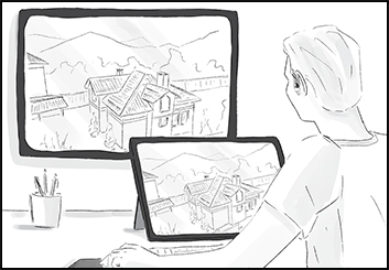 Alessandra's People - B&W Tone storyboard art