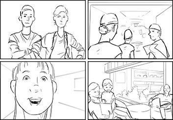 Anthony Satter's People - B&W Line storyboard art