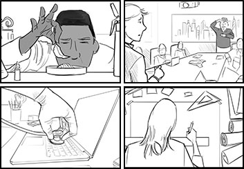 Anthony Satter's People - B&W Line storyboard art