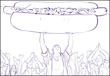 Angus Cameron's People - B&W Line storyboard art