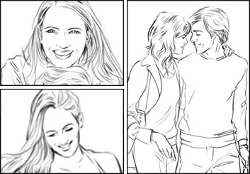 Kathy Berry's People - B&W Line storyboard art