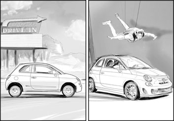 Kathy Berry's Vehicles storyboard art