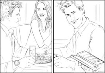 Kathy Berry's People - B&W Line storyboard art