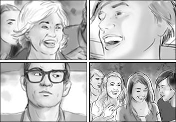 Kathy Berry's People - B&W Tone storyboard art