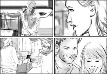 Kathy Berry's People - B&W Tone storyboard art