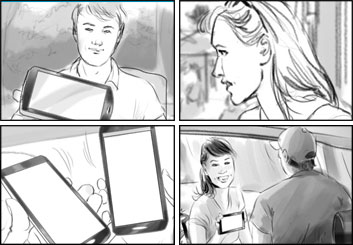 Kathy Berry's People - B&W Tone storyboard art