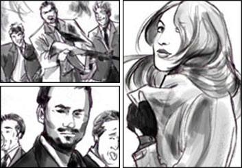 Kathy Berry's People - B&W Tone storyboard art