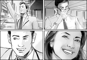 Kathy Berry's People - B&W Tone storyboard art