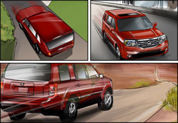 Kathy Berry's Vehicles storyboard art